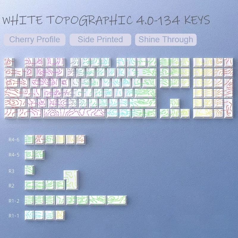 Contour 4.0 Side Engraved Keycap PBT Translucent 97 Key Gaming Mechanical Keyboard Key Cap White For Magnetic Switch F75 GMK87 - 6