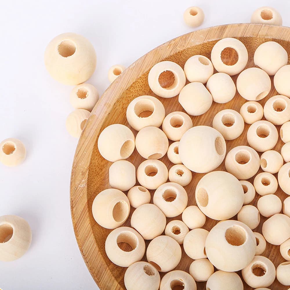 30-500PCS 5-20mm Natural Wooden Round Spacer Beads Big Hole Lead-Free DIY Jewelry Making Craft Accessories Loose Beads Supply - 4