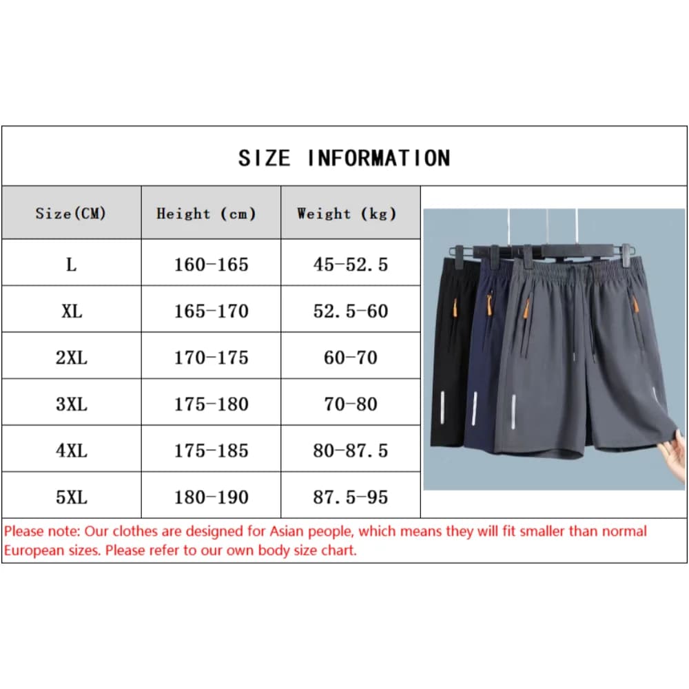 Men's Summer Ultra-thin Ice Silk Beach Casual Shorts Jogging Sport Quick Dry Male Zipper Loose Gym Sports Short Pants Sweatpant - 6