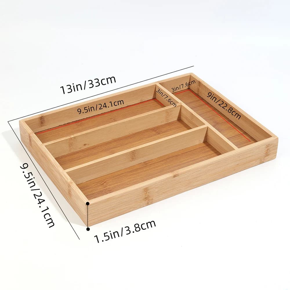 Bamboo Cutlery Divide Storage Trays Rack Neat Elegant Kitchen Drawer Organizer Home Accessories - 2
