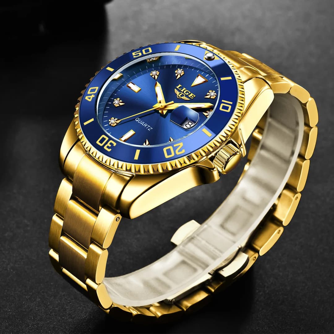 LIGE Fashion Men Watches Luxury Luminous Calendar Man Watch Business Waterproof Chronograph Stainless Steel Quartz Wristwatches - 2