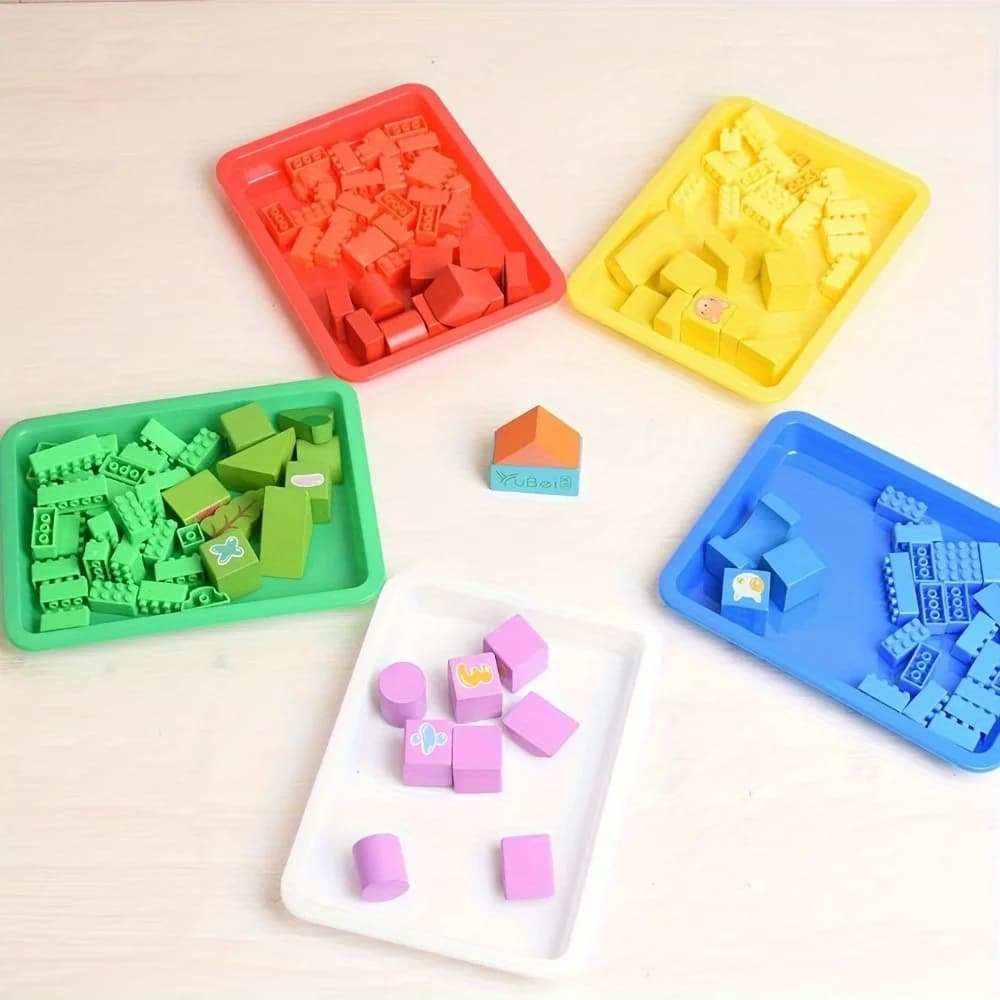 صينية بلاستيكية - منظم تخزين للألعاب الإبداعية والرمل والحرف و أساسيات الرسم، حاويات تخزين لتنظيم المنزل - 4