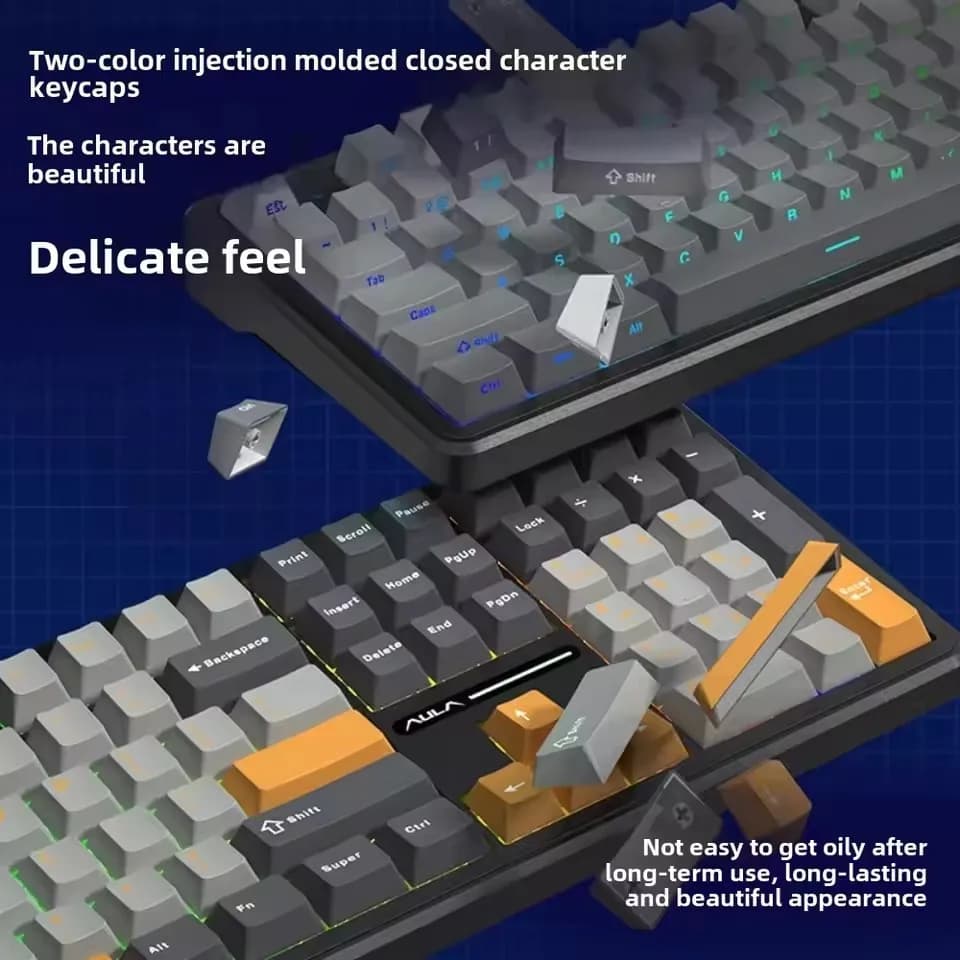 لوحة مفاتيح ميكانيكية AULA F108 Pro للألعاب، ثلاثية الوضع، مخصصة، متعددة المقابض، شاشة RGB، مع شاشة TFT الذكية - 3