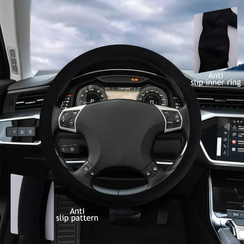 Car Steering Wheel Cover Universal for Round & D-Shaped 32cm Wheels Comfort Grip All Seasons Silicone Non-Slip Sweat-Absorbent - 6