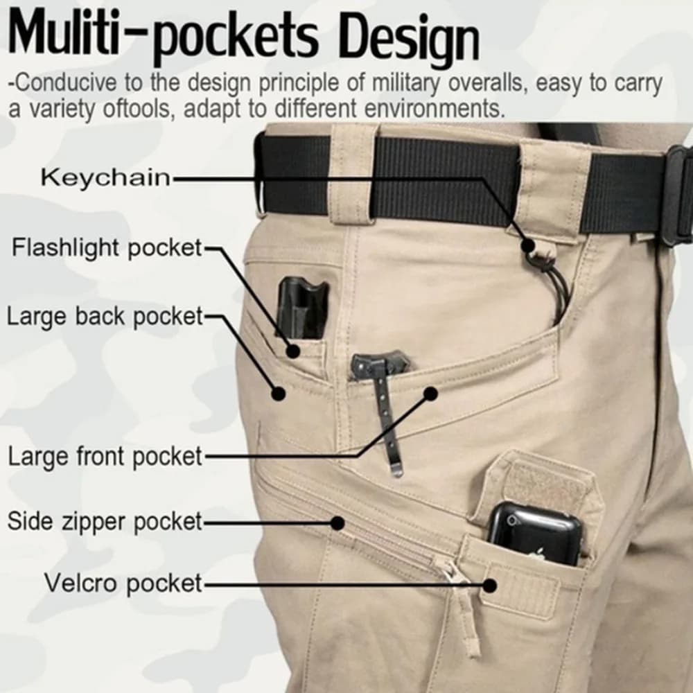 Men's Tactical Cargo Pants 6XL Plus Size Outdoor Casual Sports Pant Hiking Fishing Waterproof Multi-pocket Men Trousers - 3