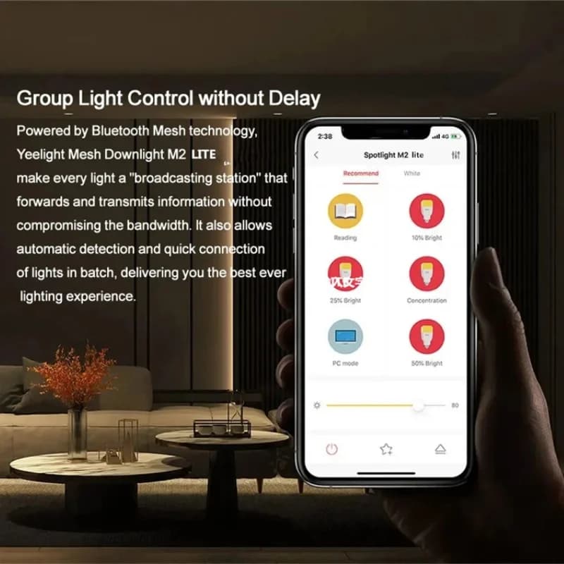 إضاءة سقف ذكية مدمجة من YEELIGHT Mesh M2 Lite، 220V، اتصال Bluetooth4.2، 160 لومن، متوافقة مع Mi Home وGoogle وAlexa - 3