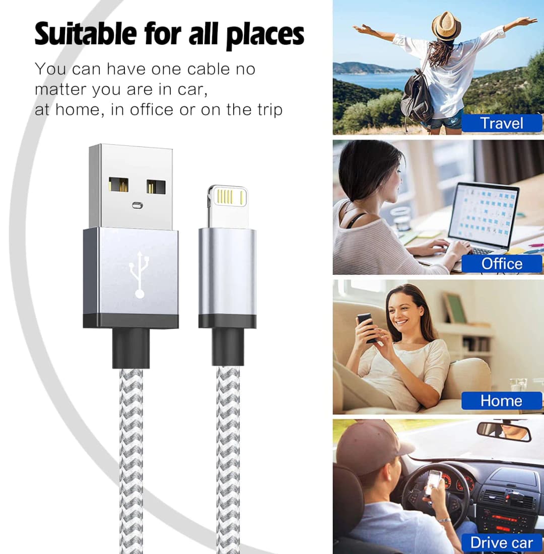 Fast Charging USB Charger Cable For iPhone 14 13 12 11 Xs Max Xr X 8 7 6 Plus  iPad Origin Mobile Phone Long Data Cord 1m 2m 3m - 4