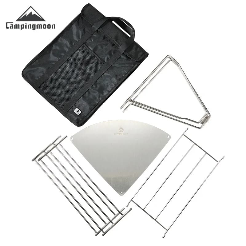 CAMPINGMOON SOLO-A3 Portable Stainless Steel Fire Table with Adjustable Bridges Foldable Camping Barbecue Grill Outdoor Cooking - 5