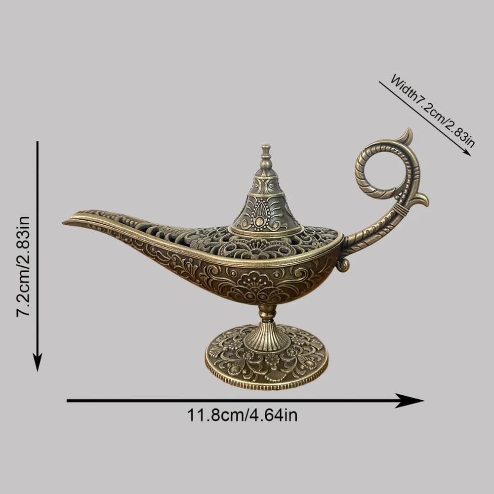 Durable Antique Style Incense Burner Air Purification Metal Aroma Furnace Gifts Wishing Aladdin Lamp Home Decor - 5