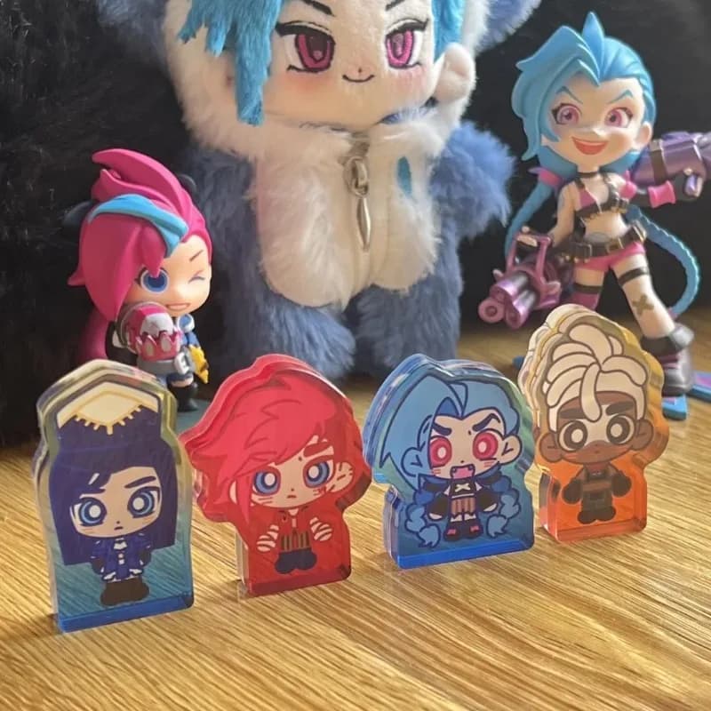 Arcane：League of Legends Acrylic Brick Keychain Jinx Vi Plate Desk Decor Standing Collection Ornament  Kids Friends Gift Toy Cos