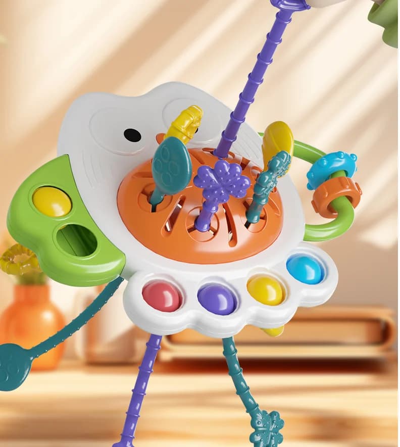 لعبة بومة مونتيسوري بخيط سحب لتنمية الحواس للأطفال، تعليم مبكر وتدريب على الإمساك بالأصابع للأطفال من عمر 10 أشهر فما فوق - 2