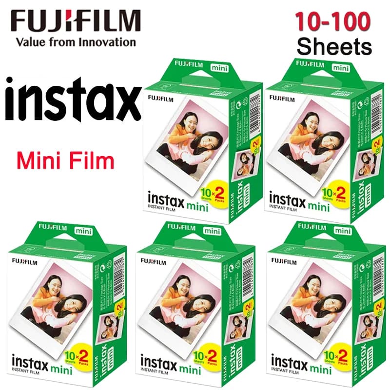 Instax Film Fujifilm Instax Mini Film 10-100 Sheets for Fujifilm Instax Film Camera Instax Mini 13 12 9 40 41 SE Link Liplay EVO