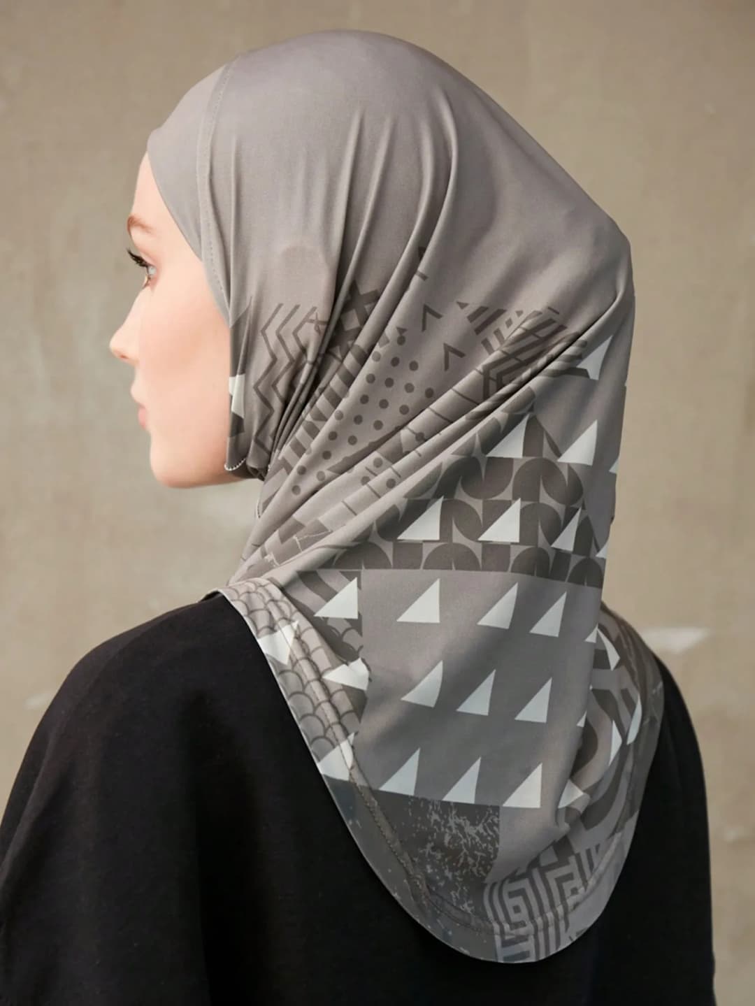 حجاب داخلي إسلامي رياضي للنساء نمط طباعة هندسية عمامة فورية للسيدات نموذج رأس لف الرأس - 4