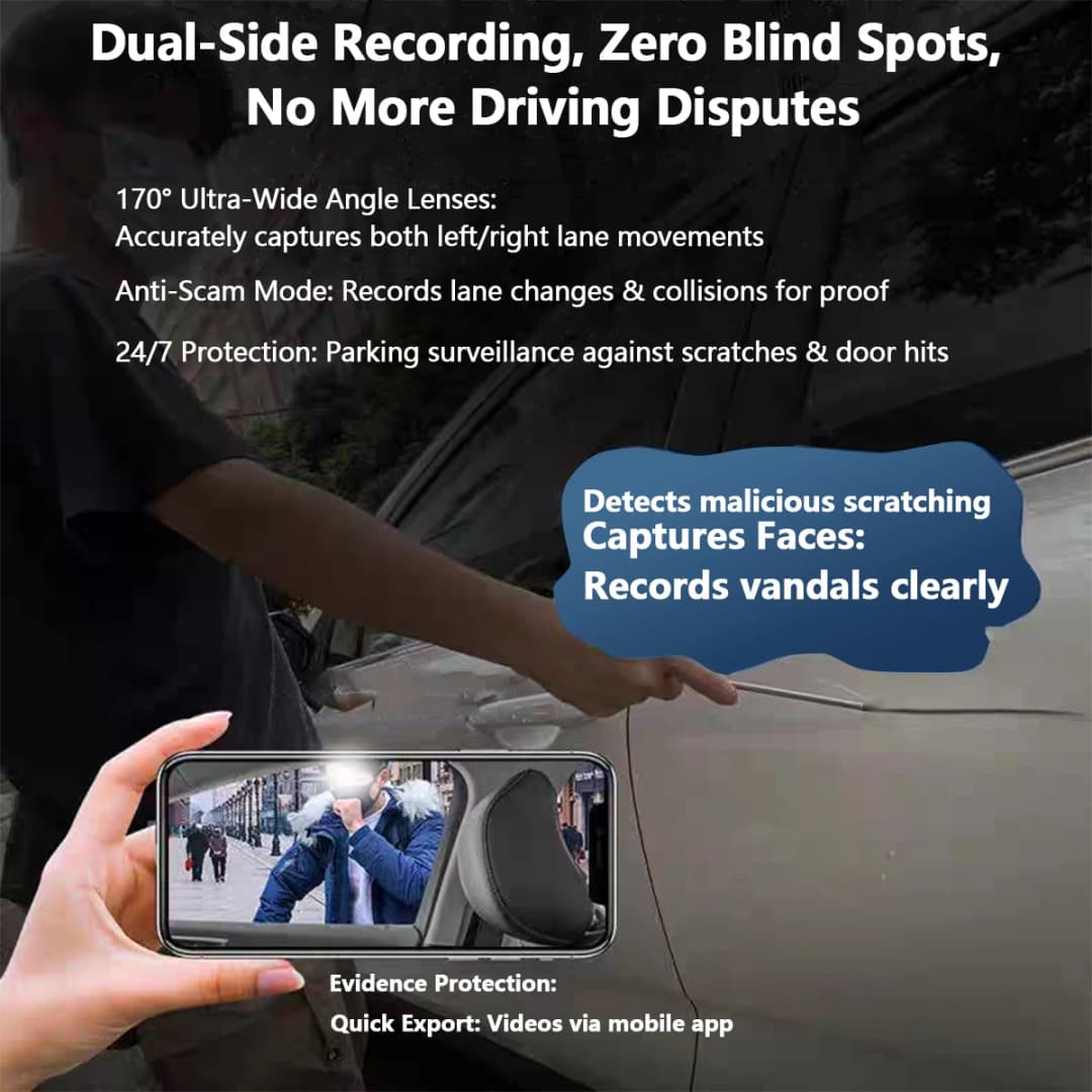 كاميرا داشكام 4 قنوات واي فاي كاميرات لوحة أجهزة تسجيل فيديو رقمي للسيارات لصندوق السيارة الخلفي وضع وقوف السيارات 24 ساعة كاميرا أمامية وخلفية داخلية 360 داش - 5