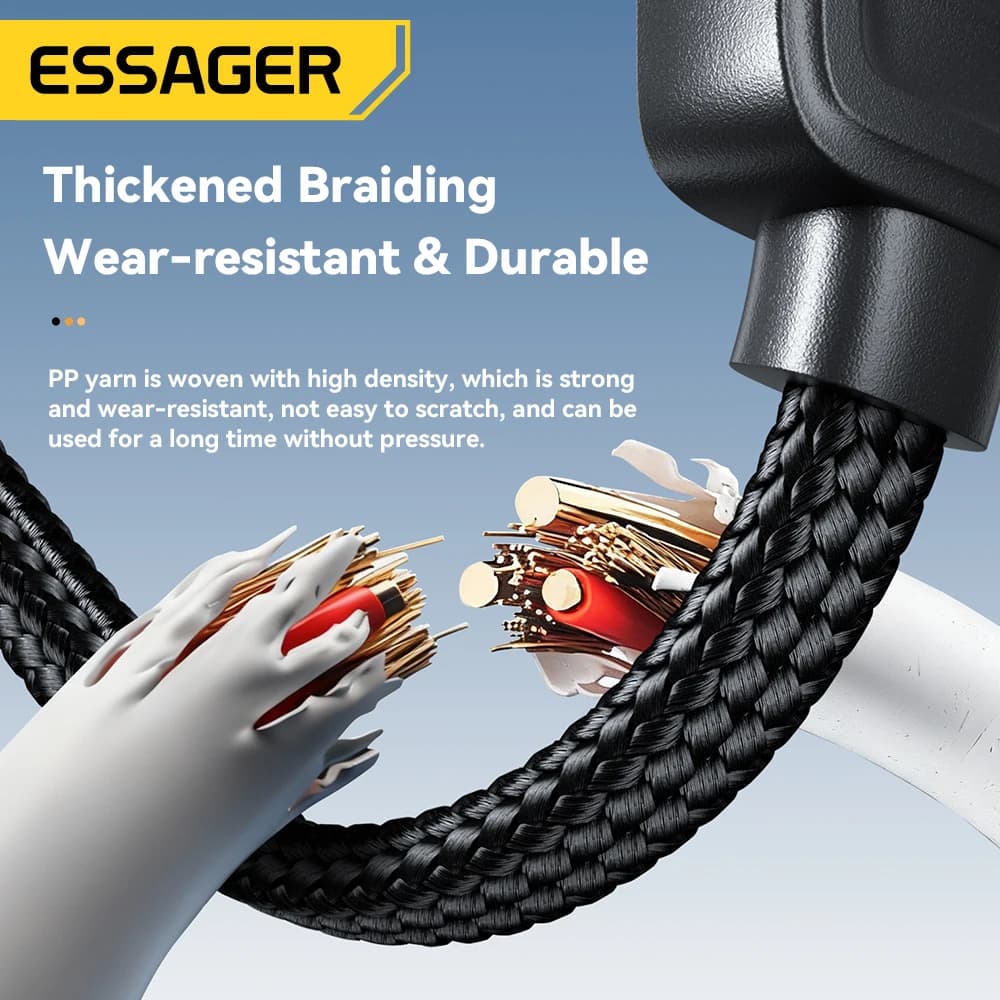 Essager Portable 4-in-1 Fast Charging Cable For Travel Type C Female To Multi USB Cable With 2 Type C, Micro, Lighting Adapters - 3