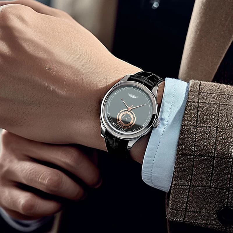 ساعات كوارتز تناظرية جلد أسود موضة رجالية هدية يومية لعيد الحب هدية تخرج للمدرسة - 6