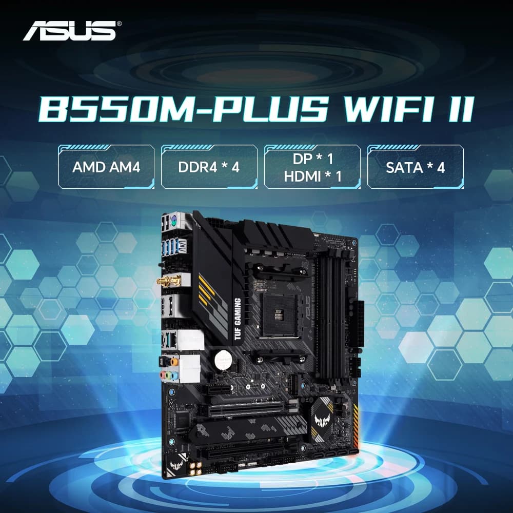 لوحة أم للألعاب من ASUS TUF GAMING B550M-PLUS WIFI II جديدة B550 DDR4 AMD مقبس AM4 Wi-Fi 6 M-ATX 24.4 سم × 24.4 سم