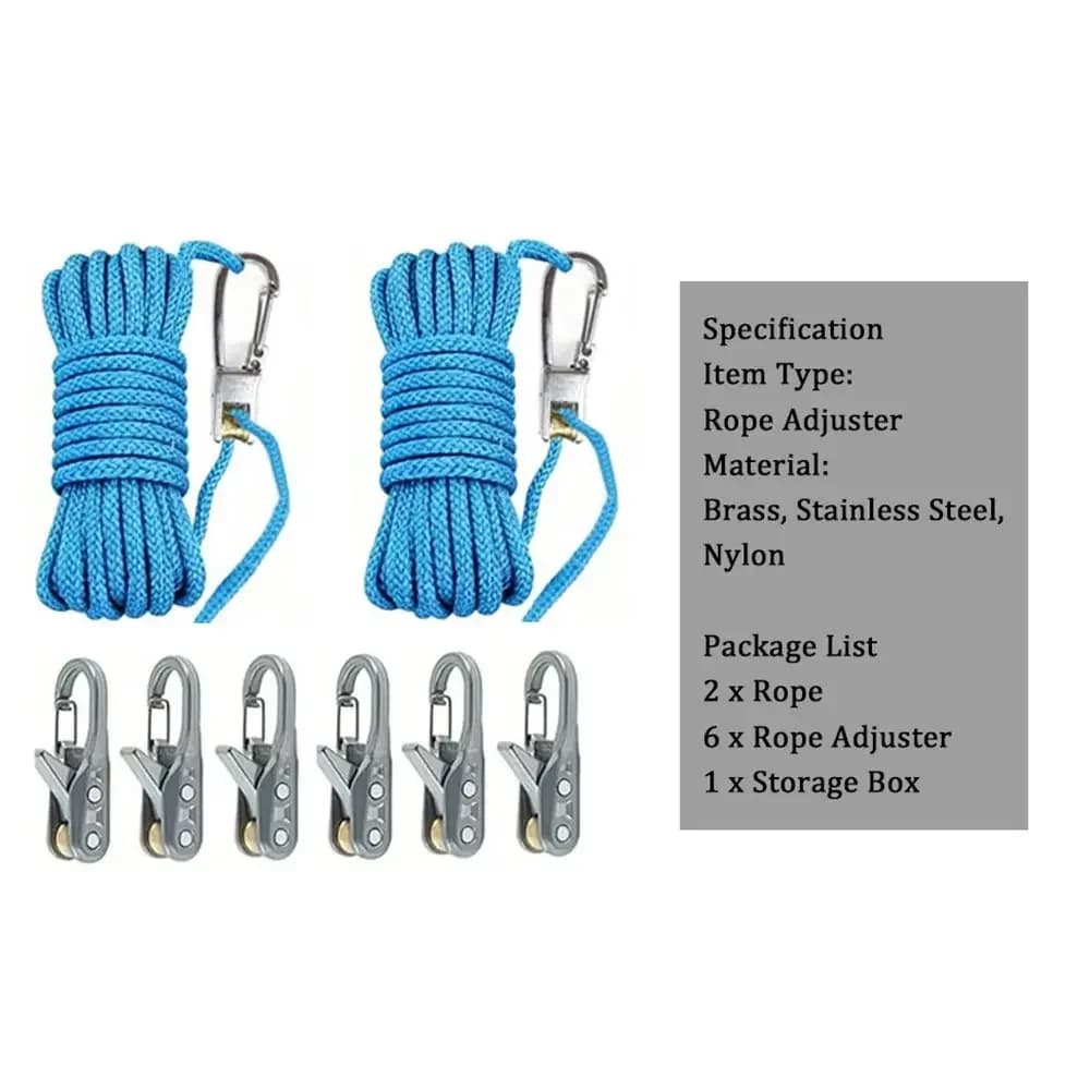 New Knot-Free Rope Tensioner Heavy-duty Roller Paracord Adjusters Easy Operation Quick Adjust Buckle Boating - 5