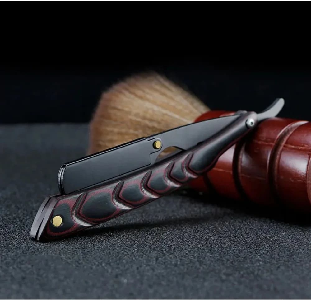 شفرة حلاقة قابلة للطي للرجال من الفولاذ المقاوم للصدأ مع شفرة - شفرة حلاقة يدوية احترافية مستقيمة للحلاقين - 3