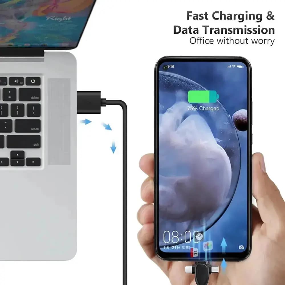 66 واط 3/4/6 في 1 كابل USB C شحن سريع متعدد، 30 سم قصير OTG مزامنة بيانات، USB A/C إلى Type C/مايكرو لبنك الطاقة المحمول - 4