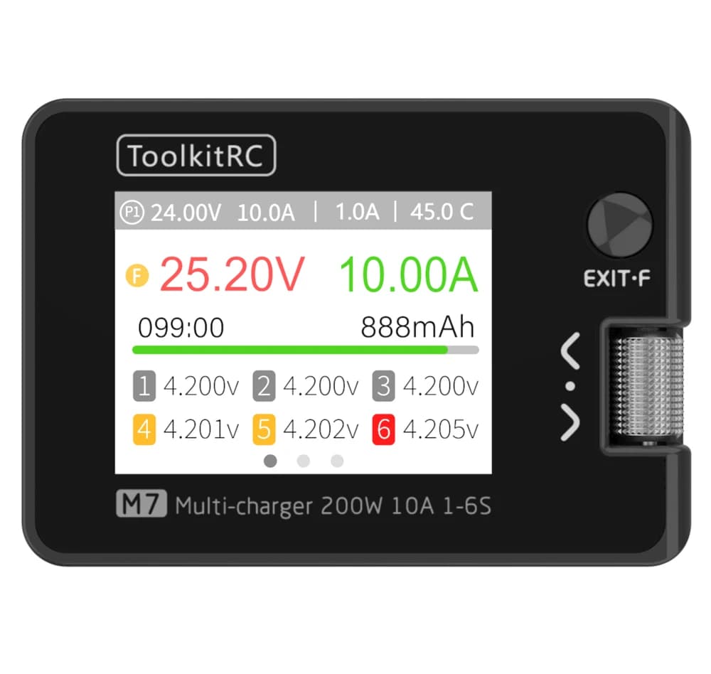 ToolkitRC M7 Charger Intelligent Discharge Lithium Battery 1S 2S 3S-6S Server ESC Receiver Detection IPS Model Toy Accessories - 4
