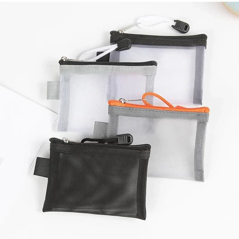 Small Nylon Mesh Coin Purse Key Lipstick Coin Bag ID Business Credit Card Holder Storage Bags Money Earphone Data Line Small Bag - 3