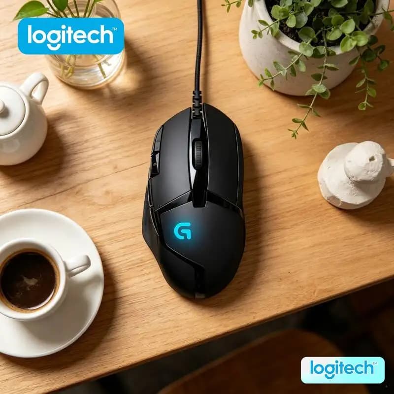 فأرة Logitech G402 Hyperion Fury السلكية بتقنية Fusion Engine، 20 مليون نقرة، 4 مستويات DPI، مقاومة للانزلاق لأجهزة الكمبيوتر المحمولة