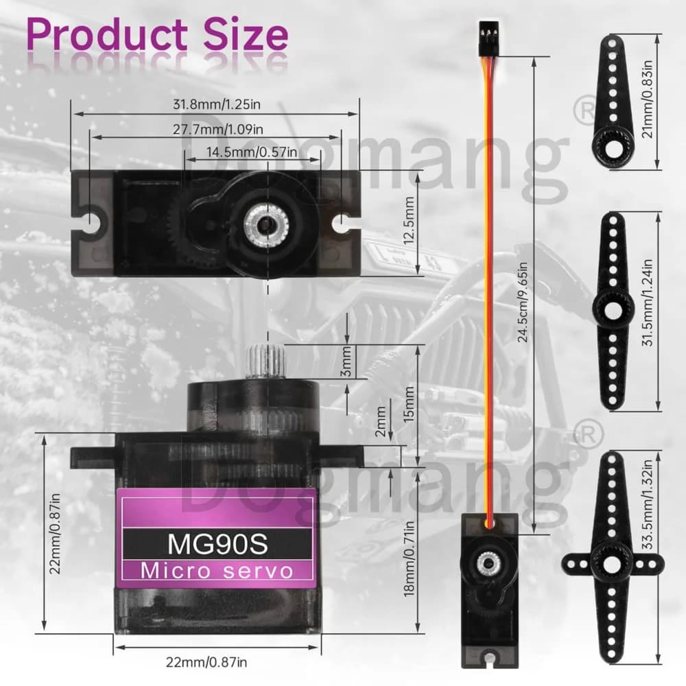 MG90S Servo 1/2/4/10/20/50 Pcs All Metal Gear 9g SG90 Upgraded Version For Helicopter Boat Car Mini Servos for Arduino Project - 5