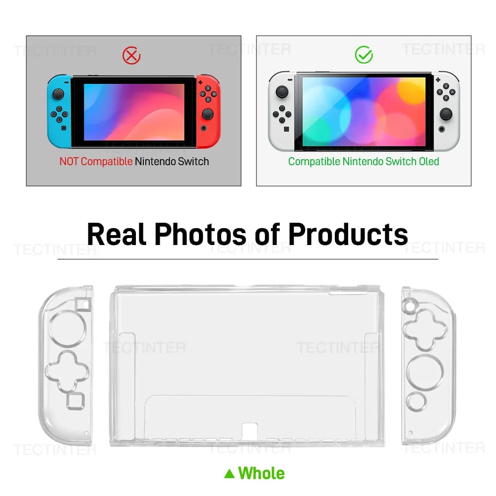 غطاء حماية TPU لجهاز Nintendo Switch Oled، غطاء واقي مقسم، إطار شفاف، إكسسوارات حماية لجهاز الألعاب - 2