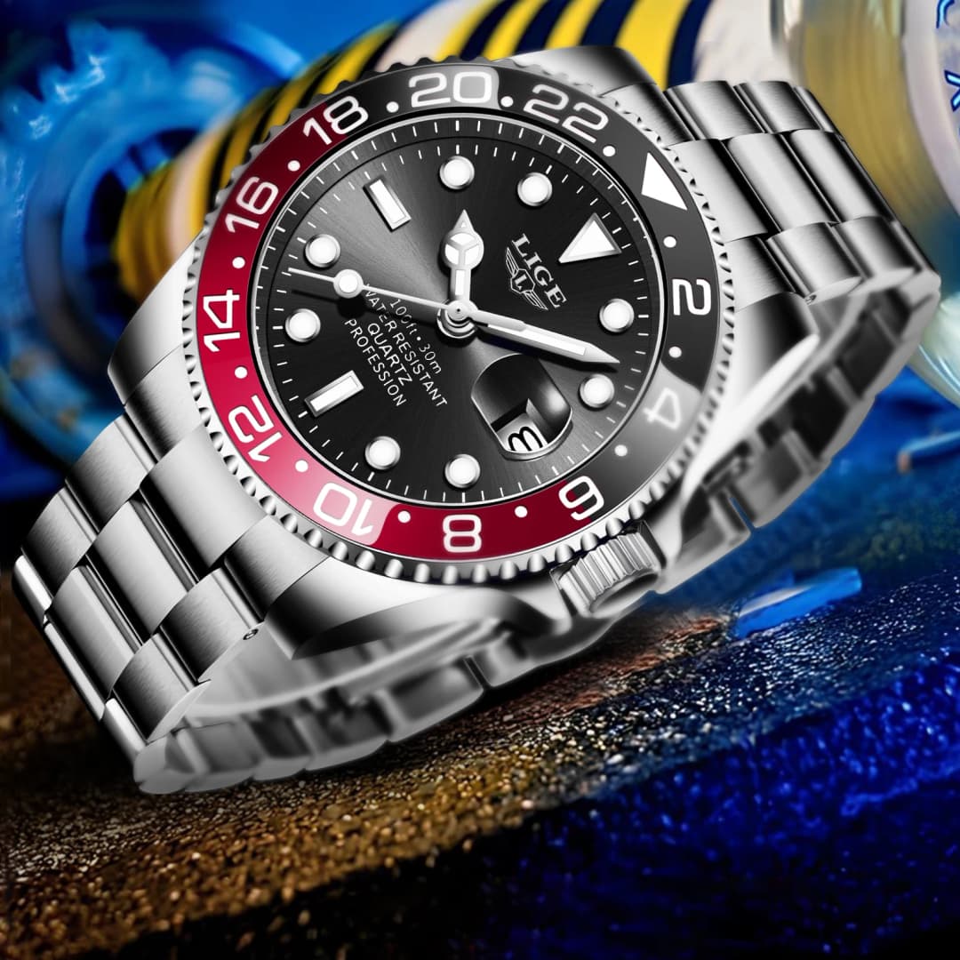 LIGE quartz wristwatch brand new men's watch luminous stainless steel business luxury clock waterproof gift mens watch reloj+BOX - 2