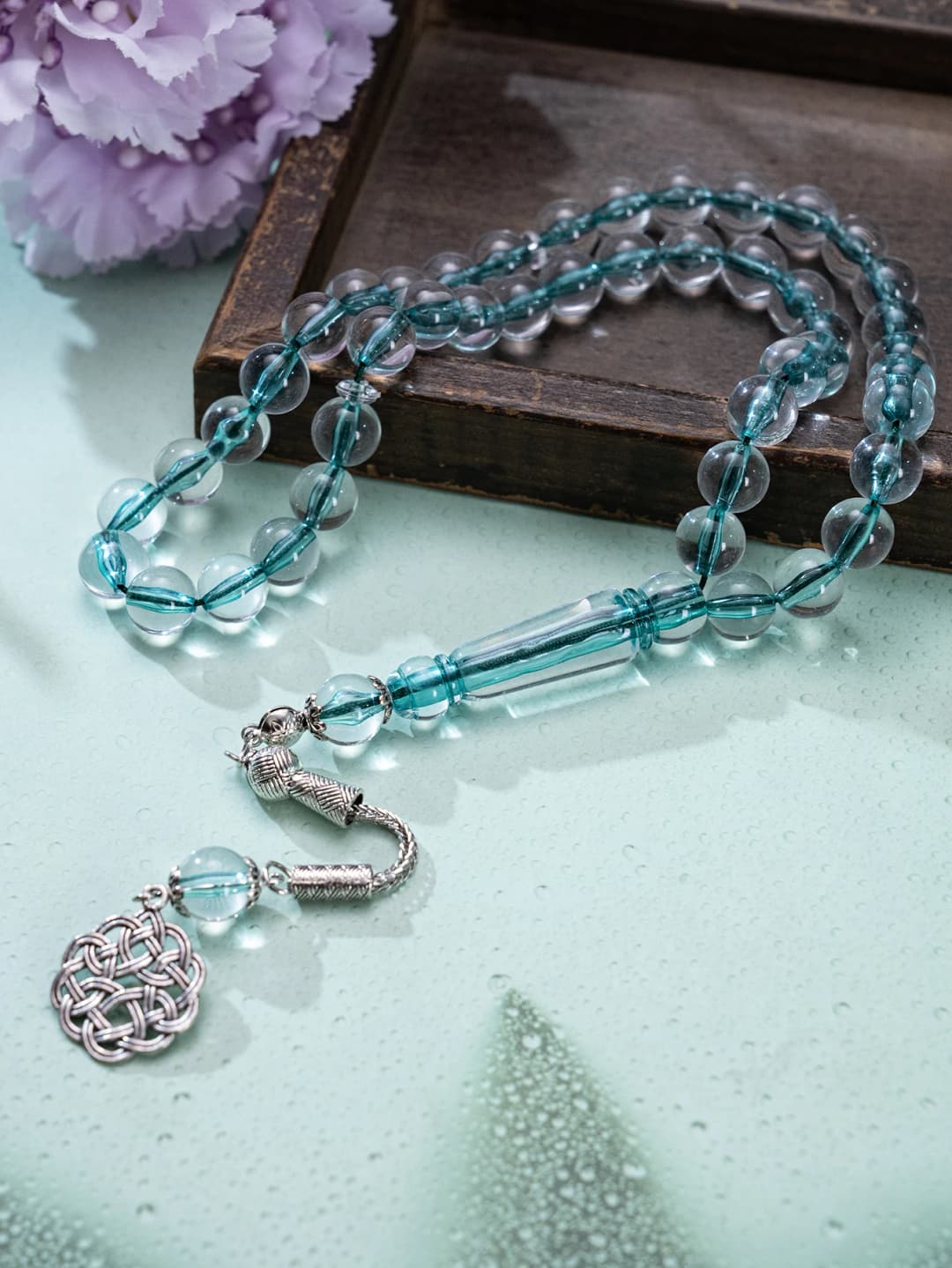 سوار تسبيح يدوي من 45 حبة، 5 ألوان اختيارية، مع قلادة بنقش عربي، هدية للعبادة الإسلامية، هدية لصديق - 6