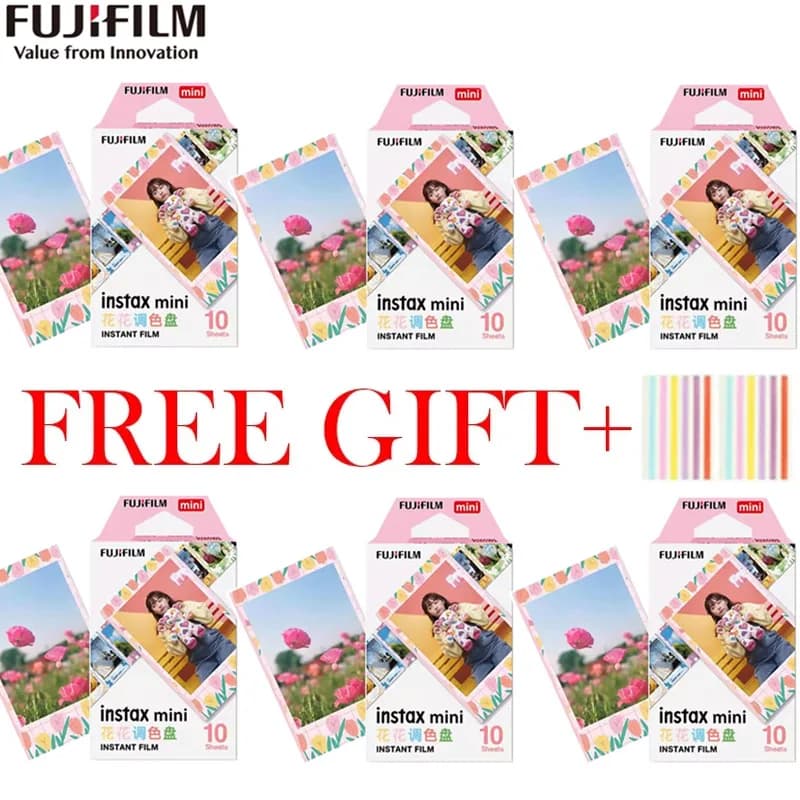 10-60 Sheets Fujifilm Instax Mini 12 11 8 9 Film Flower color palette Fuji Instant Photo Paper For 70 7s 50s 90 25 Share Camera