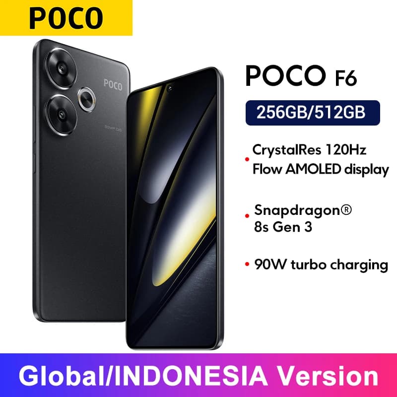 هاتف POCO F6 5G إصدار عالمي وإندونيسي، معالج Snapdragon 8s Gen 3، شاشة Flow AMOLED بمعدل تحديث 120 هرتز، نظام كاميرا 50 ميجابكسل