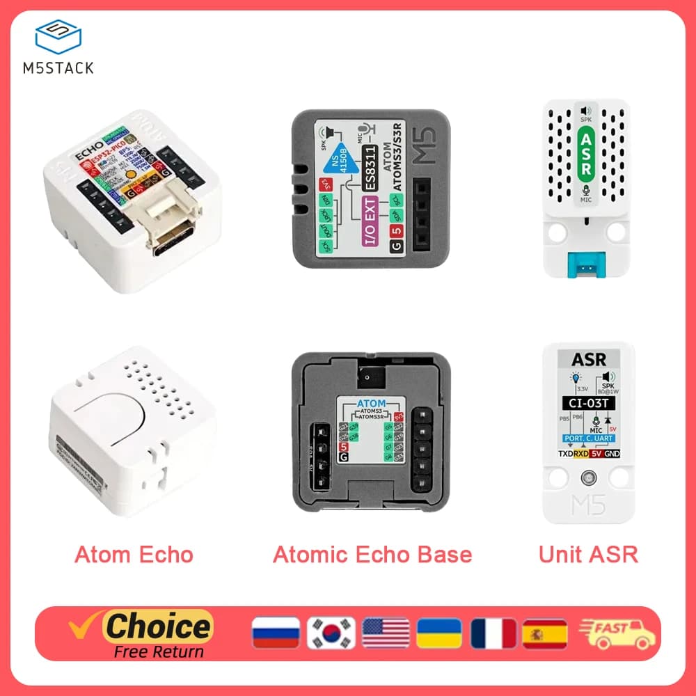 لوحة تطوير سماعة ذكية M5Stack ATOM Echo ESP32 قابلة للبرمجة مساعد منزلي ذكي تحكم صوتي منزلي