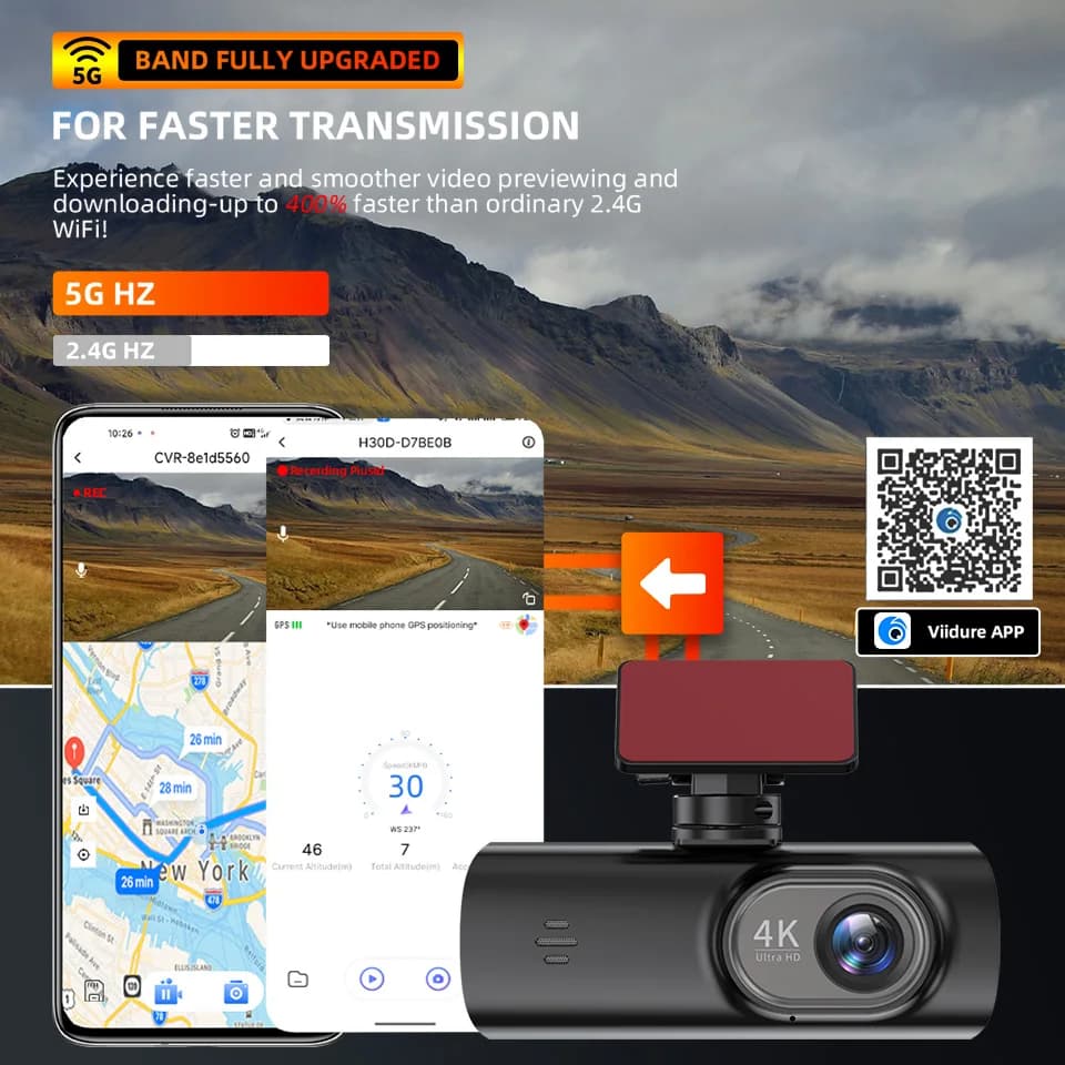 4K WIFI Dash Cam Mini CAR DVR Support Front and Rear Dual Lens 1080P Black Box Room Night Vision Camera Parking Monitor - 4