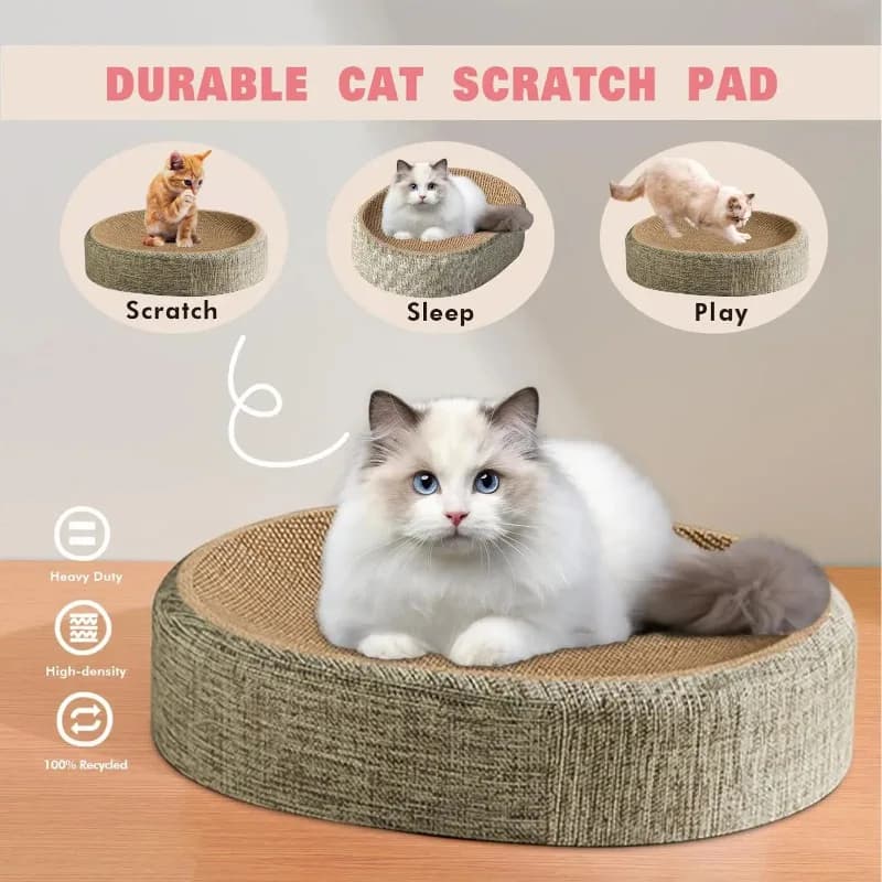 2in1 Cat Scratching Board Protect Furniture Grinding Claw Toys Oval Corrugated Paper Wear-resistant Cat Nest Cat Accessories - 2