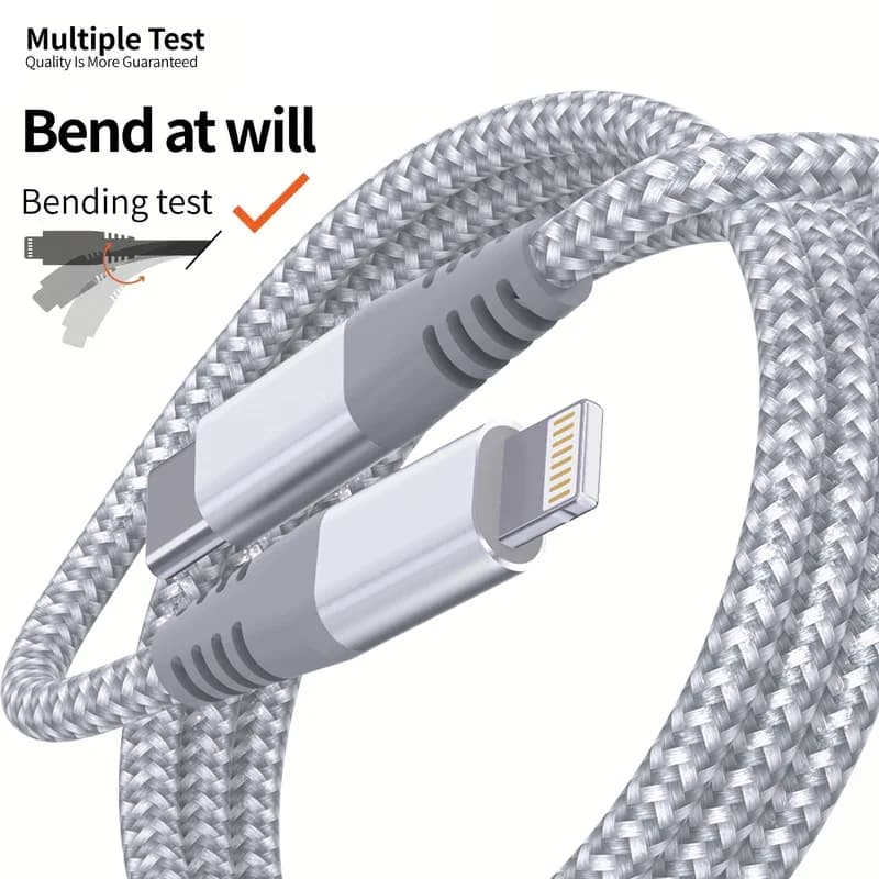 1PC 2PCS Type C to Lightning Fast Charging Data Cable MFI Certified 20W Nylon Braided Cable for iPhone14 14Pro 14Plus 13 12 11 X - 6