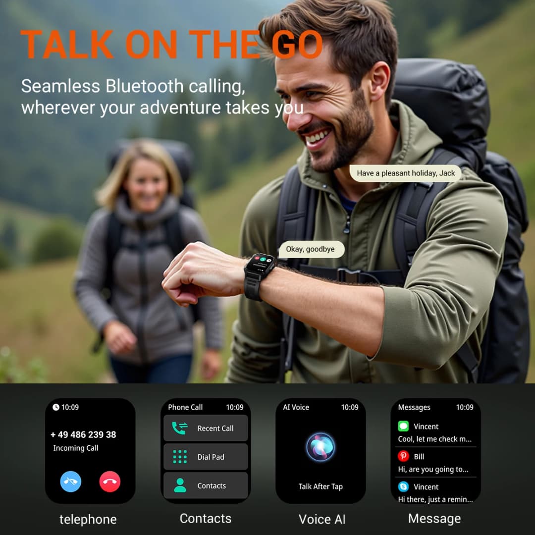 Blackview W70 Pro Smartwatch 2.01'' Screen Bluetooth Voice Calling Outdoor Sports Fitness Smart Watch With LED Flashlight Compas - 6