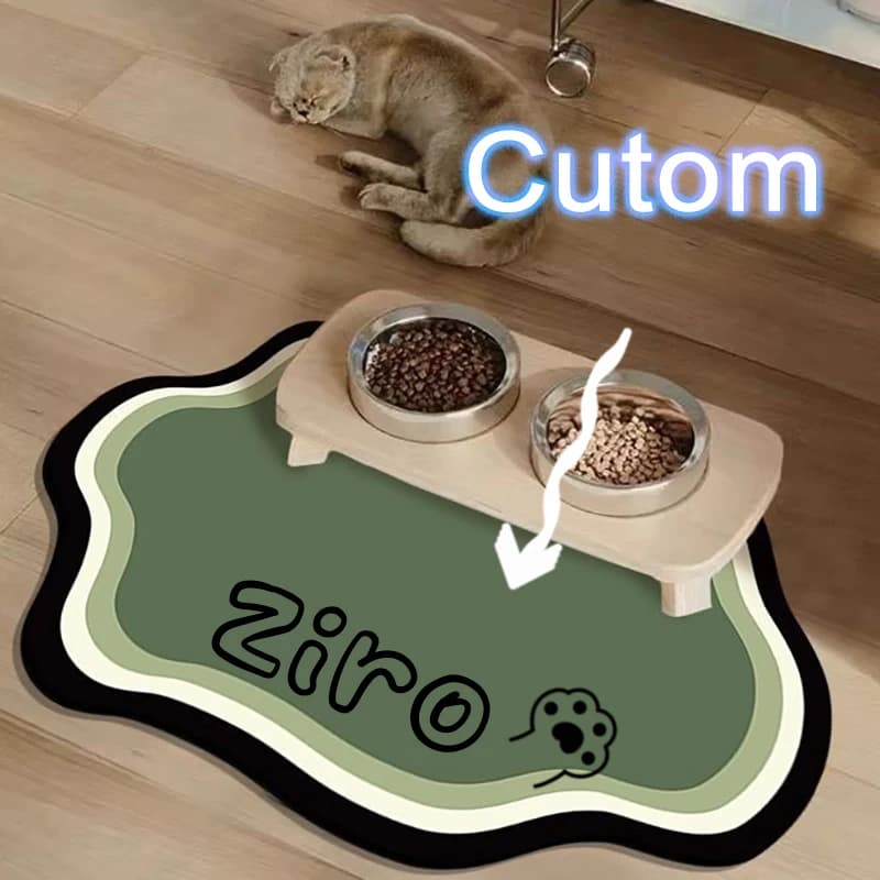    مخصص الحيوانات الأليفة تغذية حصيرة لطيف شكل الكلب المشطورة الطين الكلمة حصيرة عدم الانزلاق مقاوم للماء ديكور المنزل وسادة تغذية الكلب - 3