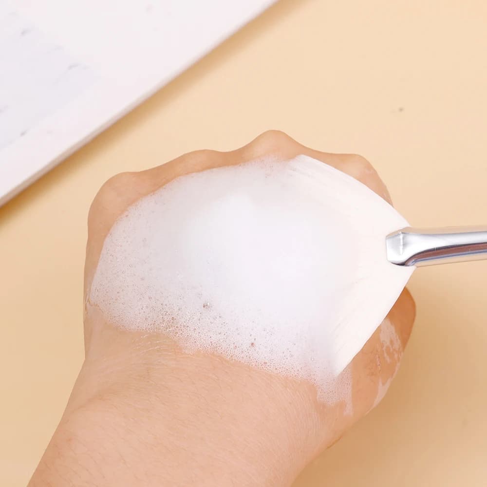 فرشاة مروحة قناع وجه DIY بمقبض شفاف أداة تطبيق ناعمة للوجه فرشاة رغوة لأقنعة الطين وكريم الجسم لصالون التجميل - 3