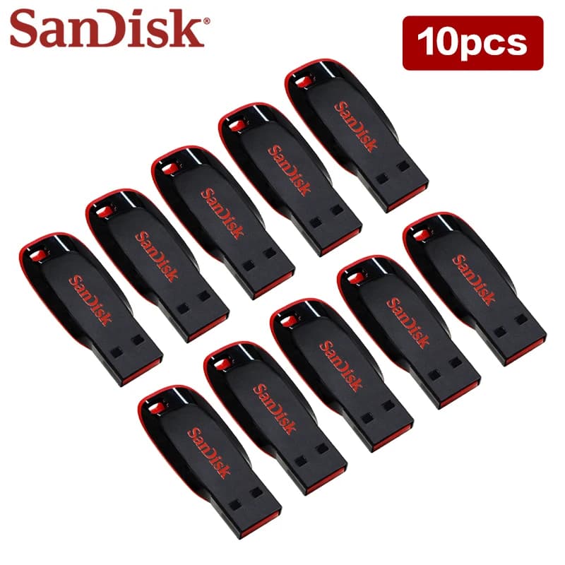 10PCS SanDisk USB 2.0 Pen Drive Original Cruzer Blade CZ50 Pendrive 16GB 32GB 64GB 128GB USB Flash Drive Memory U Disk for PC - 5