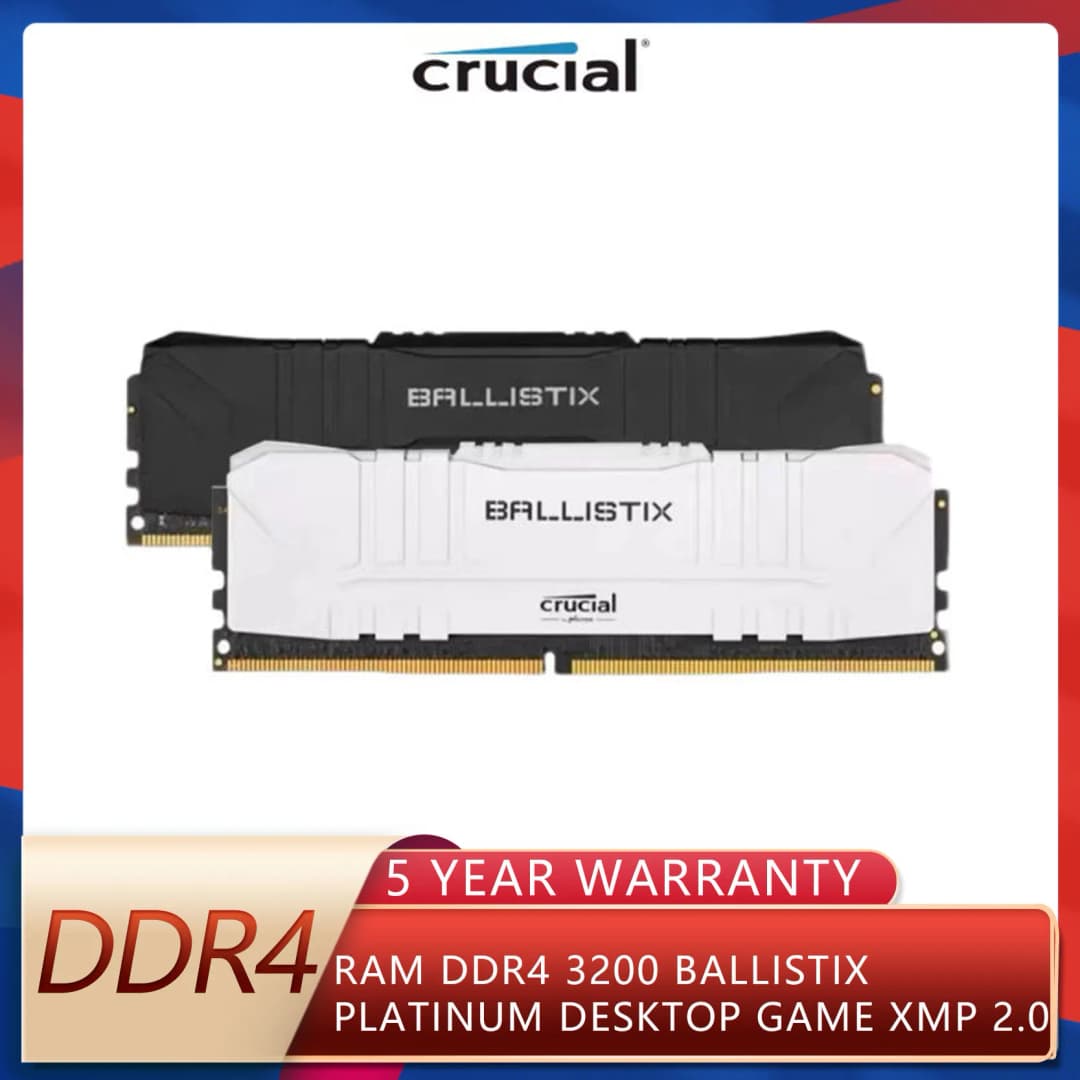كروسيال باليستيكس بلاتينيوم DDR4 رام 8 جيجابايت-16 جيجابايت 3200 ميجاهرتز XMP2.0 دعم كسر السرعة التلقائي لترقية ذاكرة ألعاب سطح المكتب