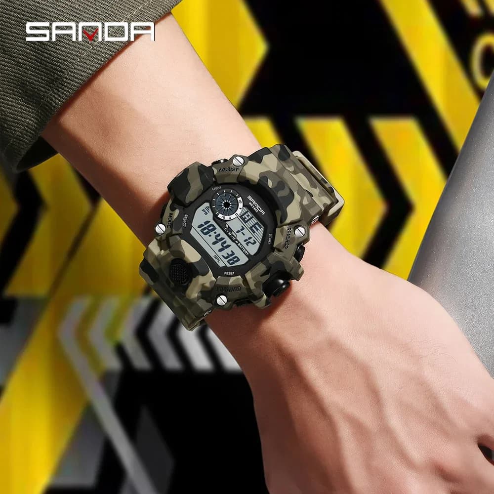 SANDA 2183 Electronic Watch Fashion Military Camo Waterproof Outdoors Sports Digital Display Silicone Strap Wristwatchs for Men - 4