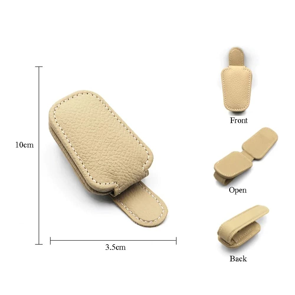 Car Sunglasses Holder Sun Visor Sunglasses Clip Cowhide Glasses Case Mount Auto Styling Ticket Card Clip Interior Accessories - 2