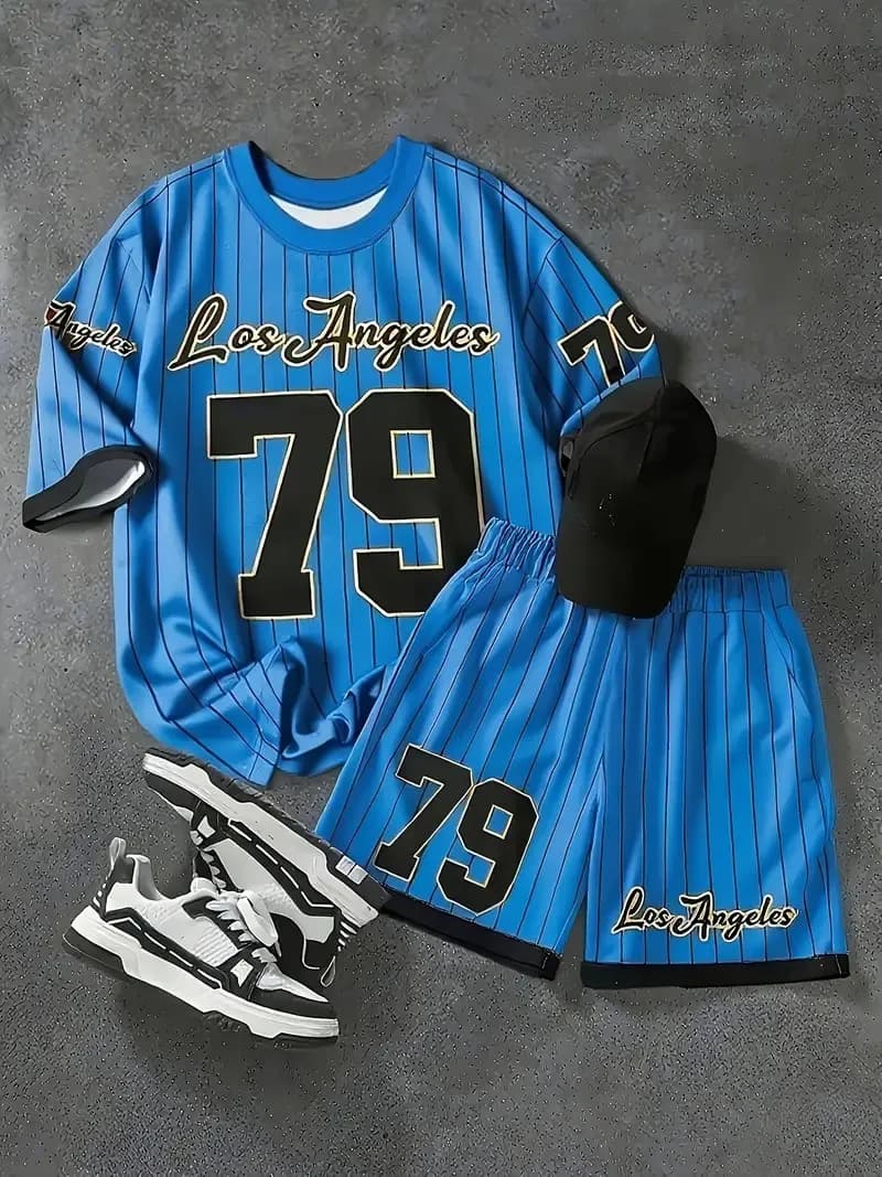 The 2025 summer new men's set features street fashion casual comfort softness breathability and 3D digital pattern printing - 5