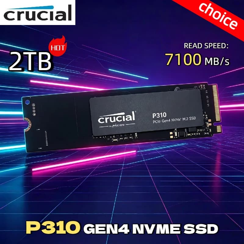 Crucial P310 1TB 2TB 2280 PCIe Gen4 3D NAND NVMe M.2 SSD Up to 7100 MB/s Internal Solid State Drive PC OEM PACKAGE