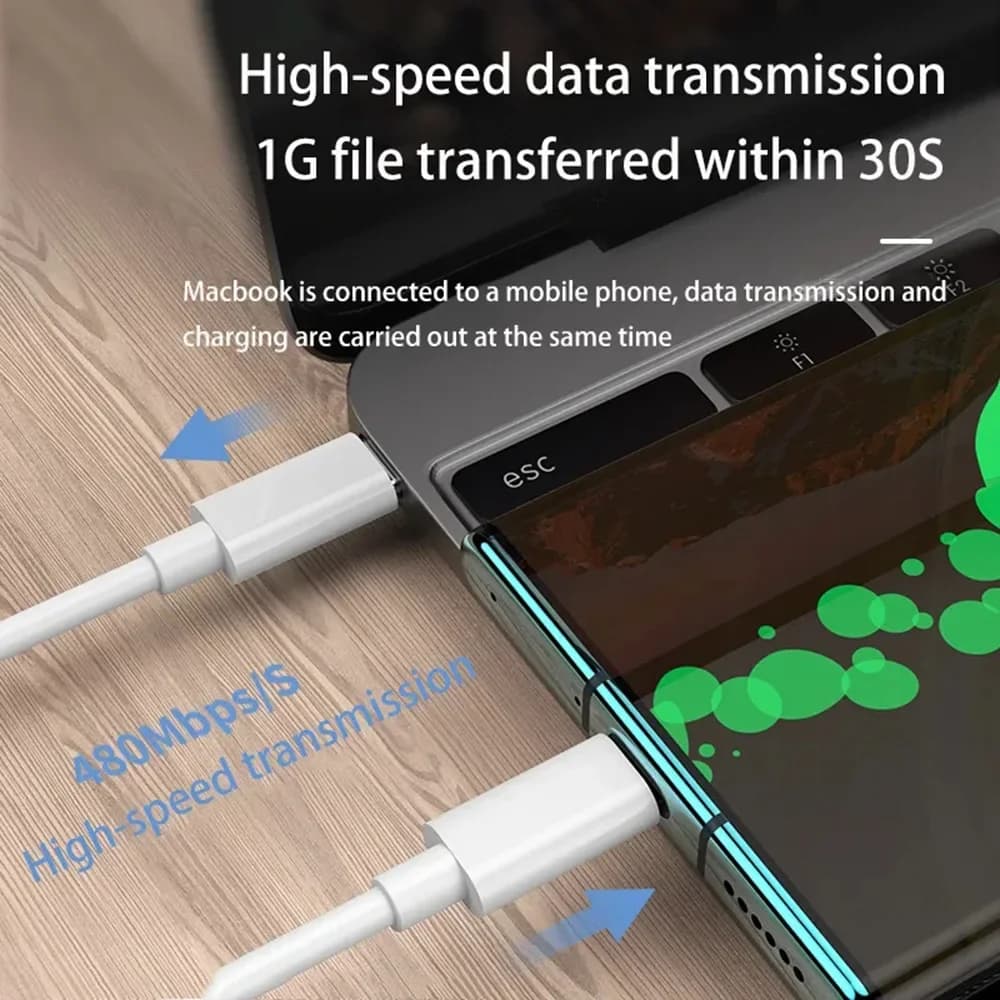 100W C to C USB C to USB C PD Cable for iPhone 15 Pro Max iPad 10 MacBook Huawei Xiaomi Type C to Type C PD Fast Charging Cable - 5