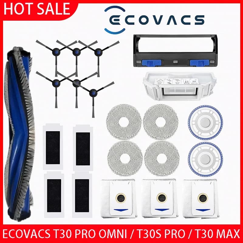 ECOVACS T30 PRO OMNI / T30S PRO / YEEDI M12 Pro+ Robot Vaccum Replacement Parts Dust Bag Main Side Brush Filter Mop Accessories