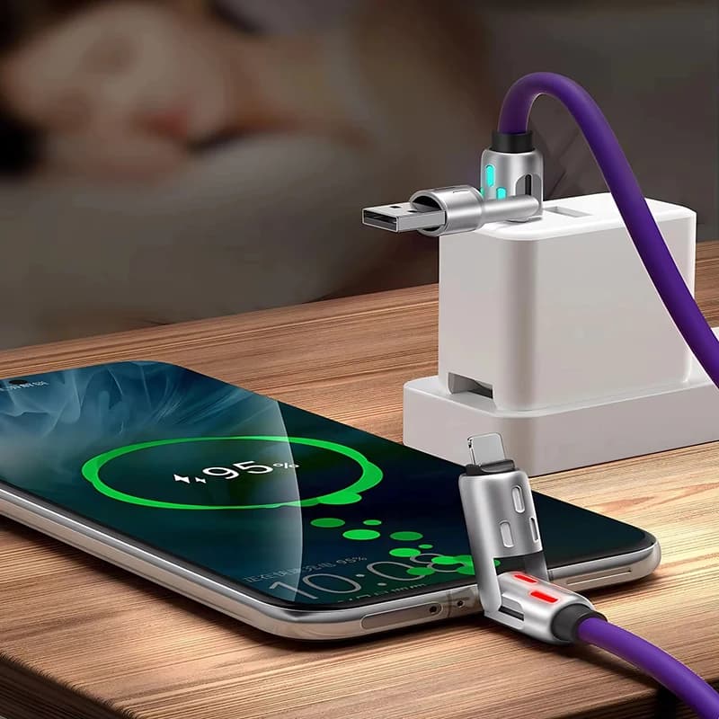 New 4 in 1 Multi Connectors Charger Rotating Elbow USB to Type-C Mobile Phone 240W Fast Charging Silicone Cable Data Transfer - 3