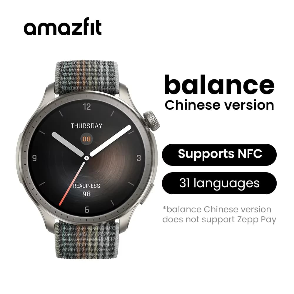 ساعة Amazfit Balance الذكية 46 ملم، مدرب النوم، نظام تحديد المواقع المزدوج، أكثر من 150 وضع رياضي، جاهزة لهواتف أندرويد وآيفون